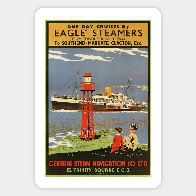 Eagle Steamers UK Vintage Poster 1935 Sticker by vintagetreasure